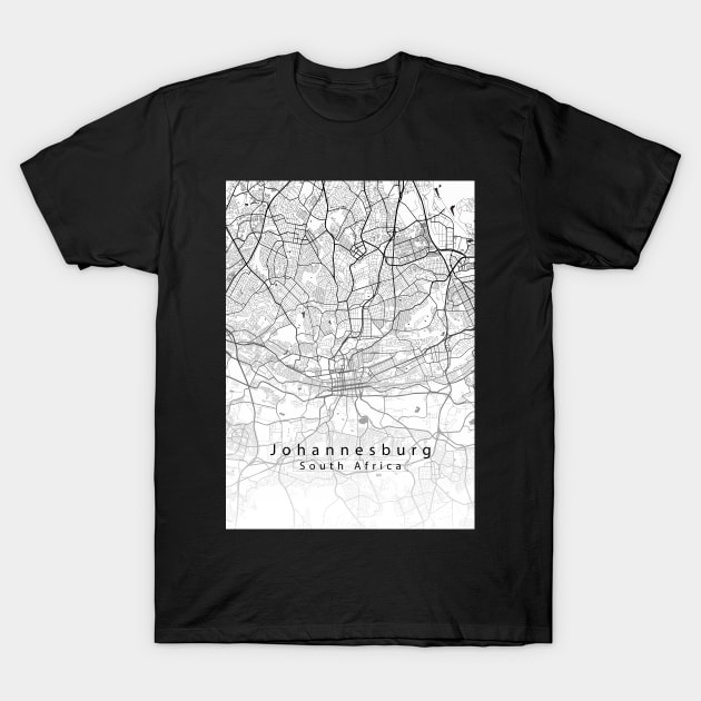 Johannesburg South Africa City Map T-Shirt by Robin-Niemczyk